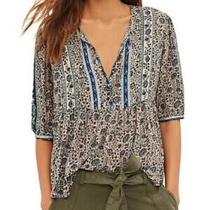 BA&SH Tobias Floral Tie-Neck Top Size 0 / XS – Boho Flowy Festival Blouse